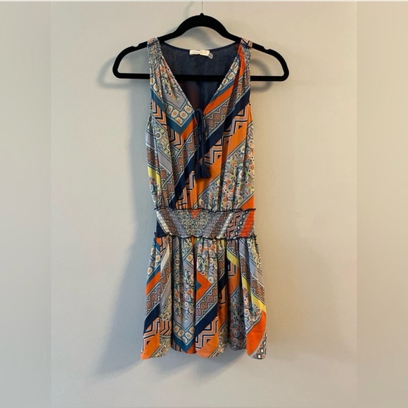 Ramy Brook Dresses & Skirts - Ramy Brook Silk Geometric-Shape Multicolor V Neck Sleeveless Drop Waist Dress